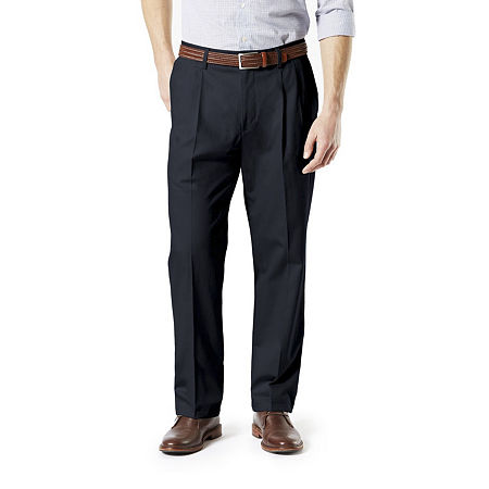 Dockers Men's Classic Fit Signature Pleated Khaki Pants Blue 40 X 30