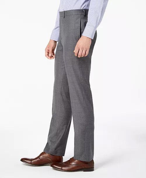 Calvin Klein Mens Slim fit Dress Pants 40 / 34 Grey Solid Stretch