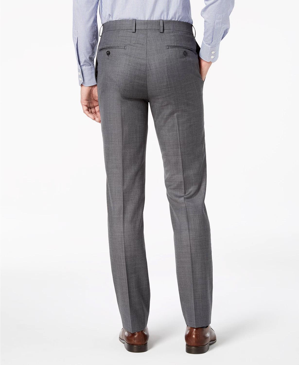 Calvin Klein Mens Slim fit Dress Pants 40 / 34 Grey Solid Stretch