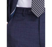 Calvin Klein Mens Slim fit Dress Pants 40 / 30 Navy Blue Plaid Stretch Wool