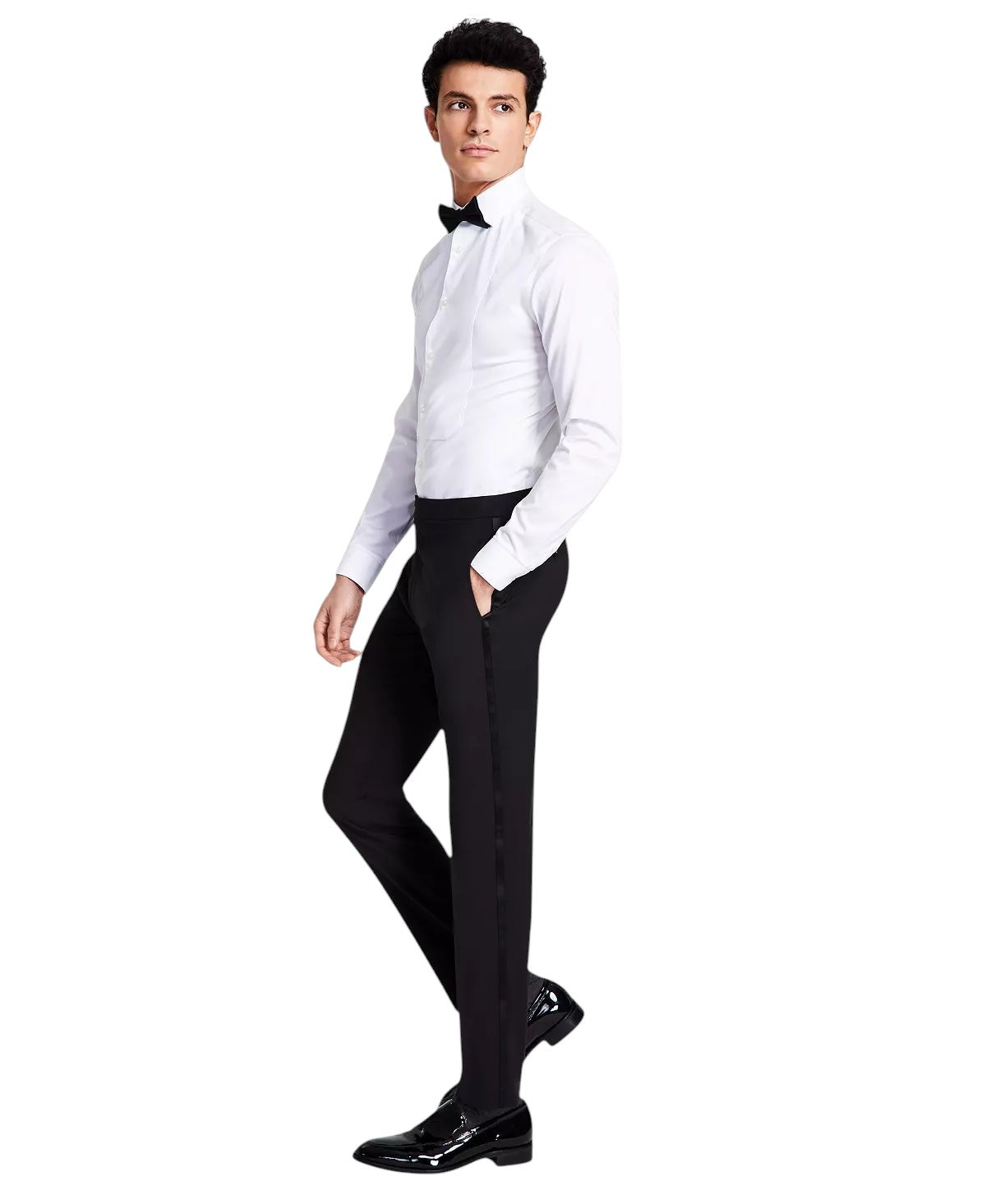 Calvin Klein Mens Skinny fit Wool Tuxedo Pants 30 / 32 Black Solid