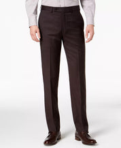 CALVIN KLEIN Men's Slim Fit Dress Pants Burgundy Plaid 34 x 34
