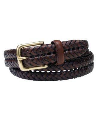 Fossil Maddox Braided Leather Belt Black 42 Reg