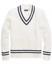 Polo Ralph Lauren Men's V Neck Cricket Sweater XXL White Cotton Cashmere