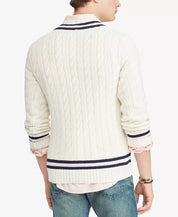 Polo Ralph Lauren Men's V Neck Cricket Sweater XXL White Cotton Cashmere
