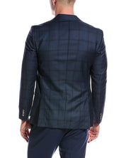 Hugo Boss Hutson Tonal Plaid Slim Fit Sport Coat 44R Navy Blue