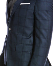 Hugo Boss Hutson Tonal Plaid Slim Fit Sport Coat 44R Navy Blue