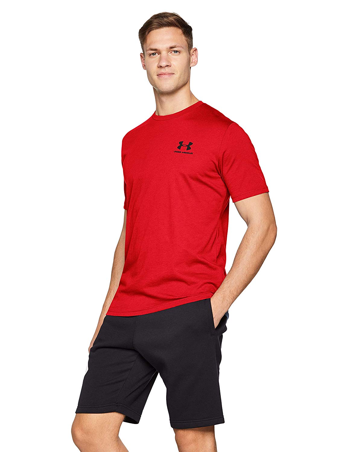 Under Armour Mens Sports Style Left Chest Short Sleeve T Shirt Red Medium