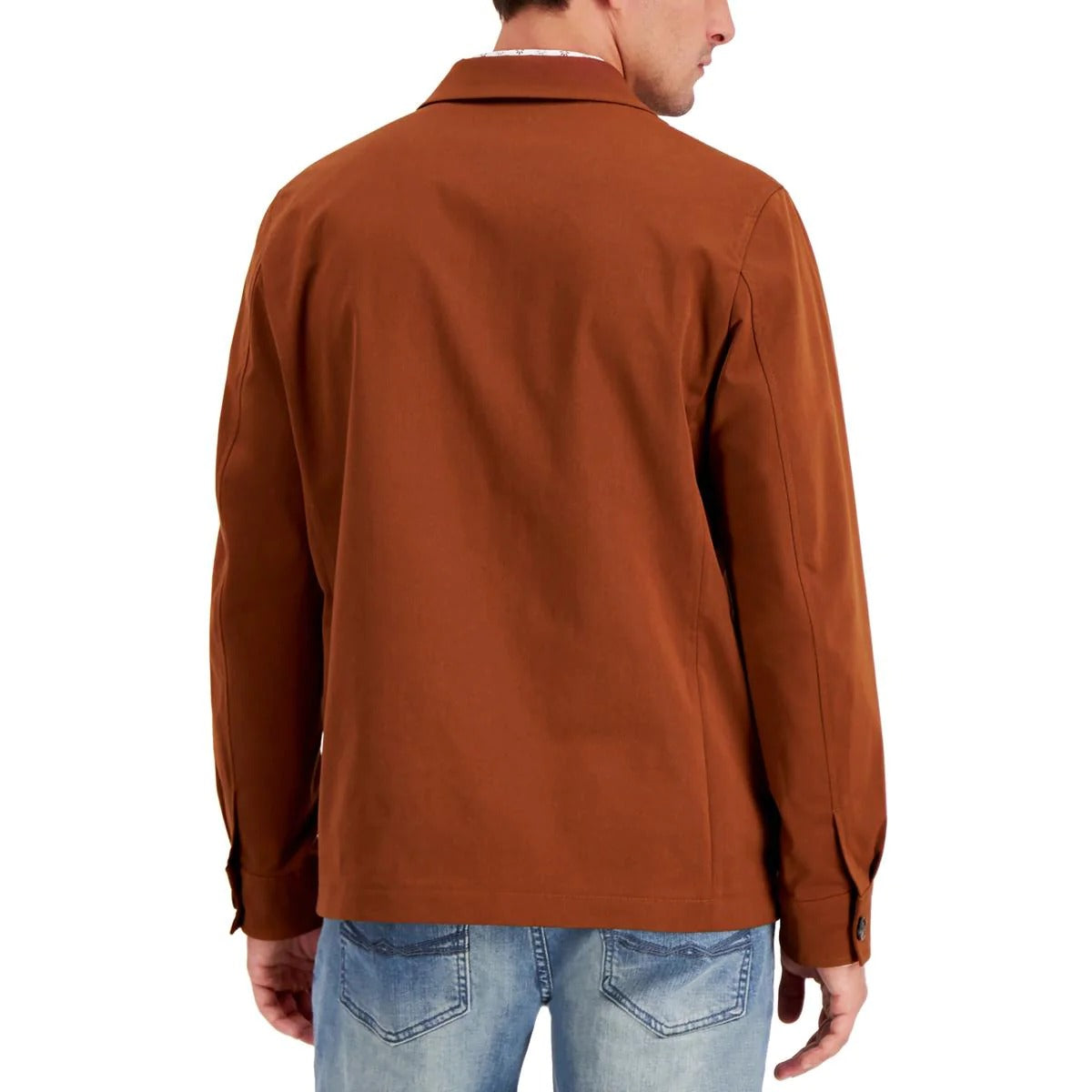 Alfani Mens Collared Shirt Jacket Brown Xl