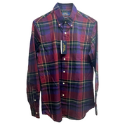 Polo Ralph Lauren Men's Classic Fit Plaid Oxford Button Shirt XL Purple Green