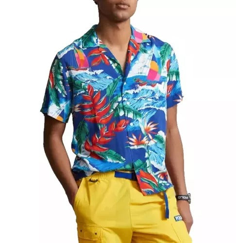 Polo Ralph Lauren Men's Classic-Fit Hoffman Print Camp Shirt Large Hawaiian