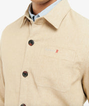 BARBOUR Mens Riva Stretch Cotton Button-Up Overshirt Jacket Medium Tan
