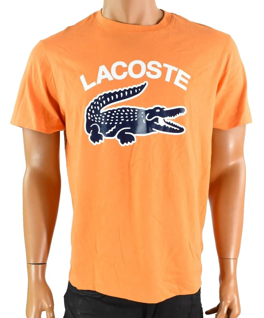 Lacoste Mens T-Shirt 7 - XXL Orange Regular Fit Short Sleeve Big Logo Graphic