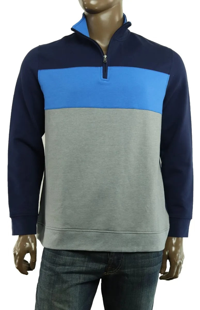Club Room Mens 1/4 Zip Colorblock Sweatshirt Dark Blue Small