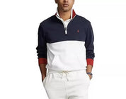 Polo Ralph Lauren Men's Cotton Interlock Quarter-Zip Sweatshirt Small White Blue