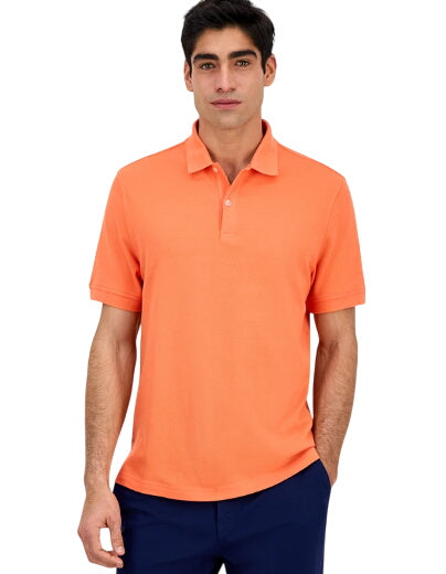 Club Room Men's Performance Polo Short Sleeve Shirt Celosia Orange Small