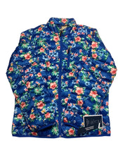 Club Room Men Puffer Jacket Coat Medium Blue Floral