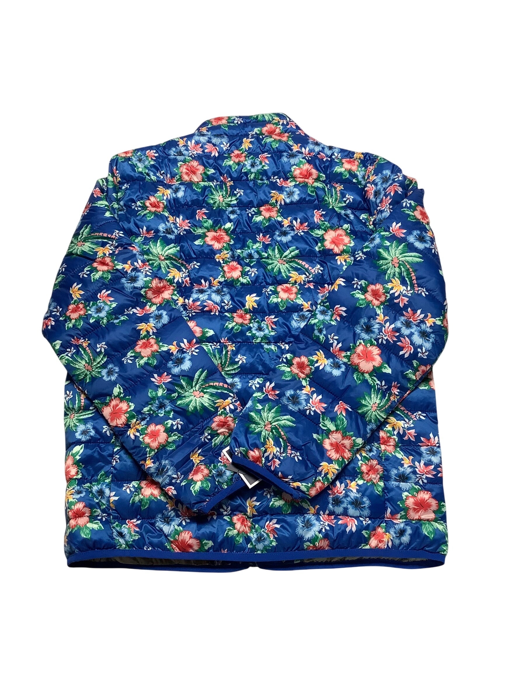 Club Room Men Puffer Jacket Coat Medium Blue Floral