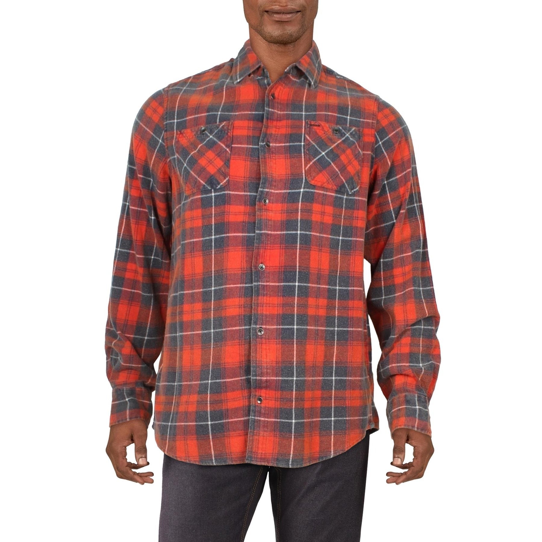 Buffalo David Bitton Mens Long Sleeve Button Down Flannel Shirt Small Orange