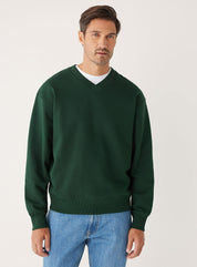 Frank & Oak Mens Regular Fit V Neck Sweatshirt Medium Green