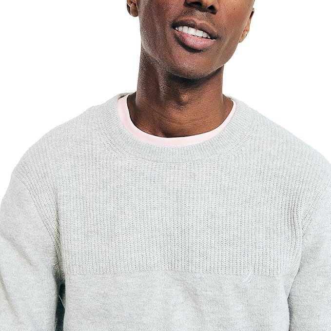 Nautica Men's Textured Knit Crewneck Sweater Medium Grey Heather
