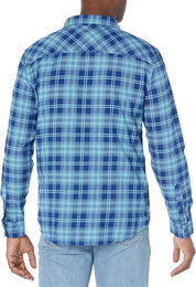 Quiksilver Men's Hatton Long Sleeve Button Flannel Shirt Small Blue Plaid