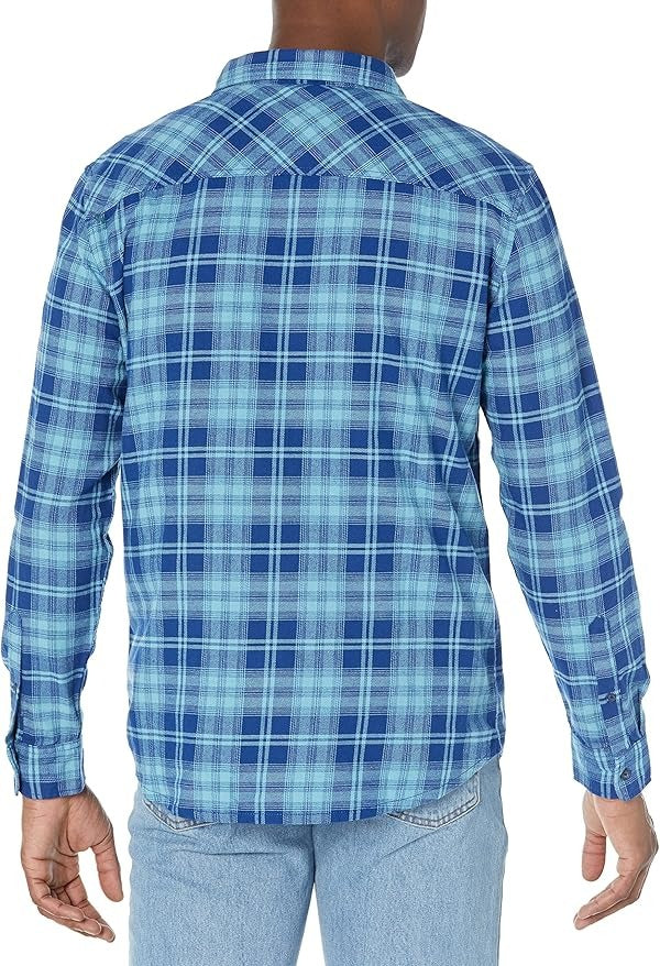 Quiksilver Men's Hatton Long Sleeve Button Flannel Shirt Small Blue Plaid