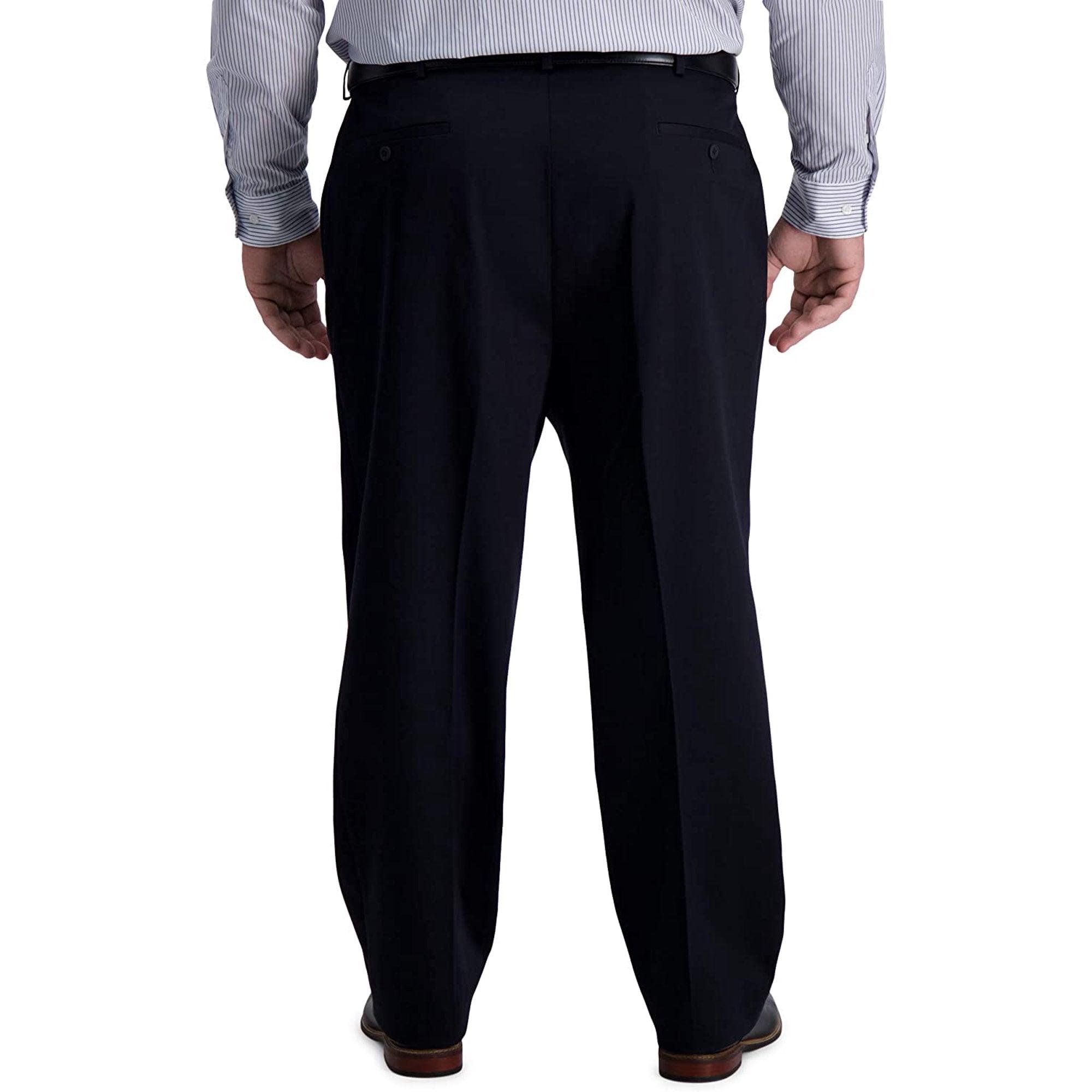 Haggar Mens Classic fit Dress Pants 48 / 30 Black Solid Stretch