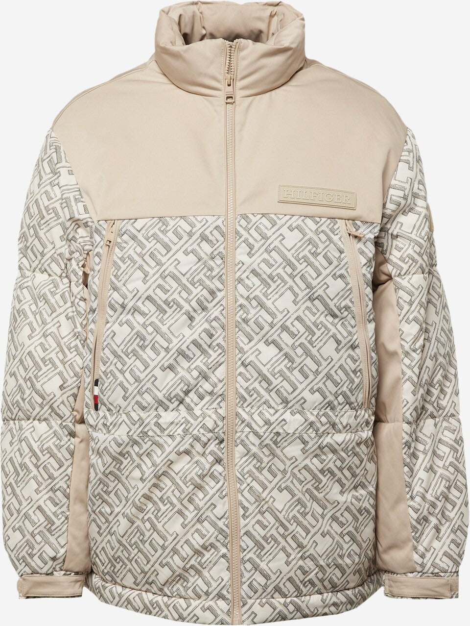 Tommy Hilfiger Men's New York Sketch Monogram Puffer Jacket Coat White XXL
