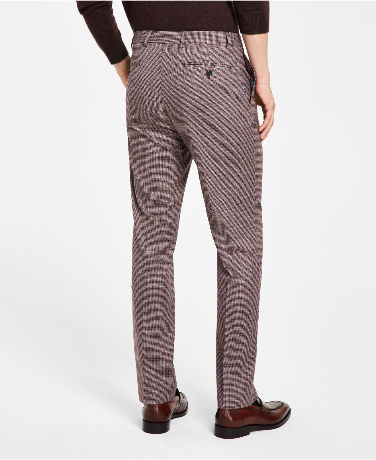 Tommy Hilfiger Men's Modern-Fit Stretch Performance Pants 32 x 32 Red Grey