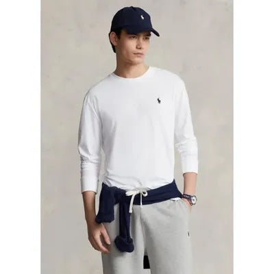 Polo Ralph Lauren Mens Classic Fit Logo Long Sleeve Jersey T Shirt White Small