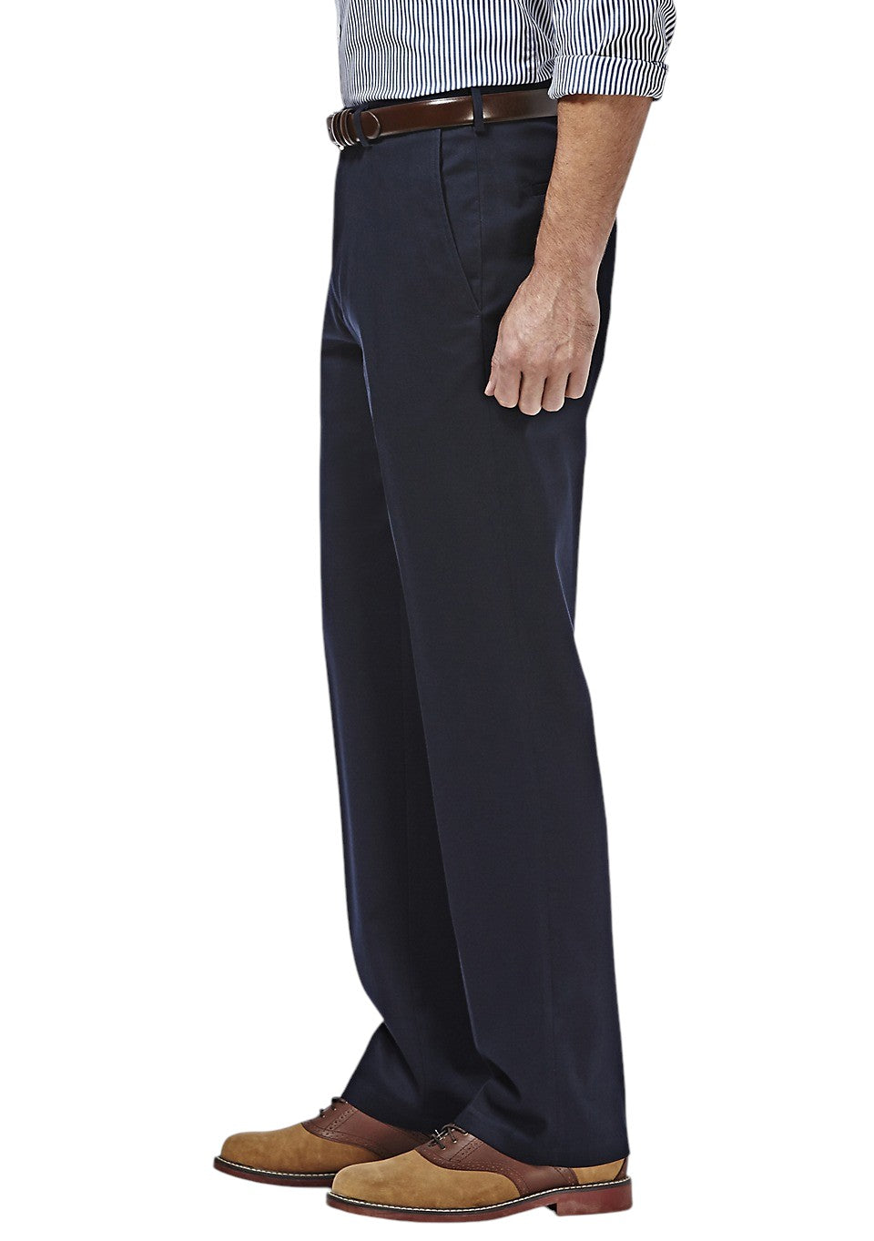Haggar Mens Classic fit Dress Pants 34 / 32 Navy Blue Solid