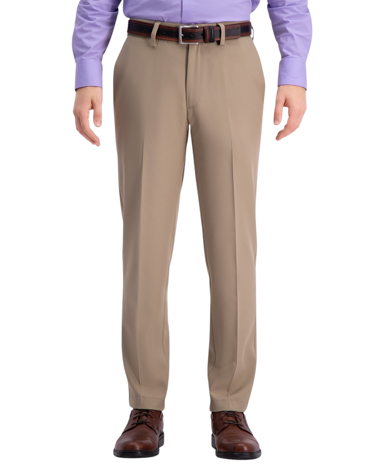 Haggar Mens Slim fit Dress Pants 36 / 32 Beige Solid