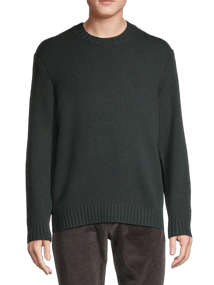 Vince Mens Relaxed fit Long Sleeve Crewneck Sweater XL Crew Neck Green Solid