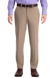 Haggar Mens Slim fit Dress Pants 32 / 34 Beige Solid