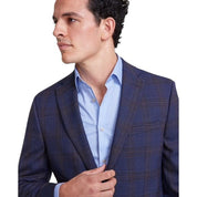 Bar Iii Mens Slim fit Wool Suit Jacket Blazer 36 S Navy Blue Plaid