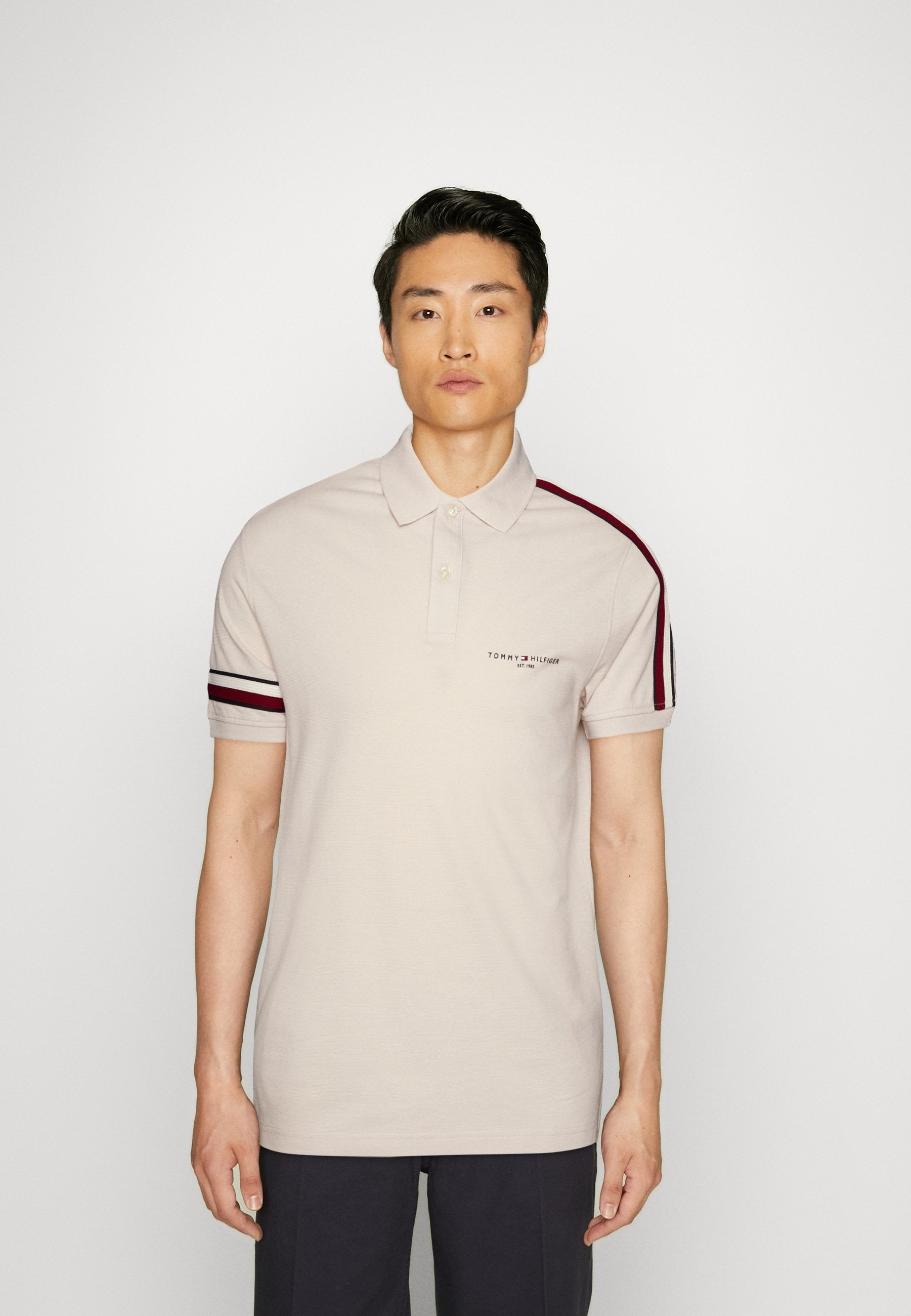 TOMMY HILFIGER Men's Global Stripe Regular Fit SS Polo Shirt XXL Natural White