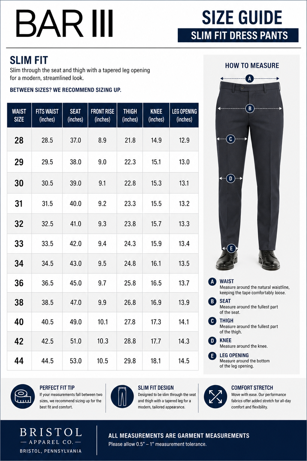 Bar III Mens Slim fit Wool Dress Pants 36 / 30 Blue Solid