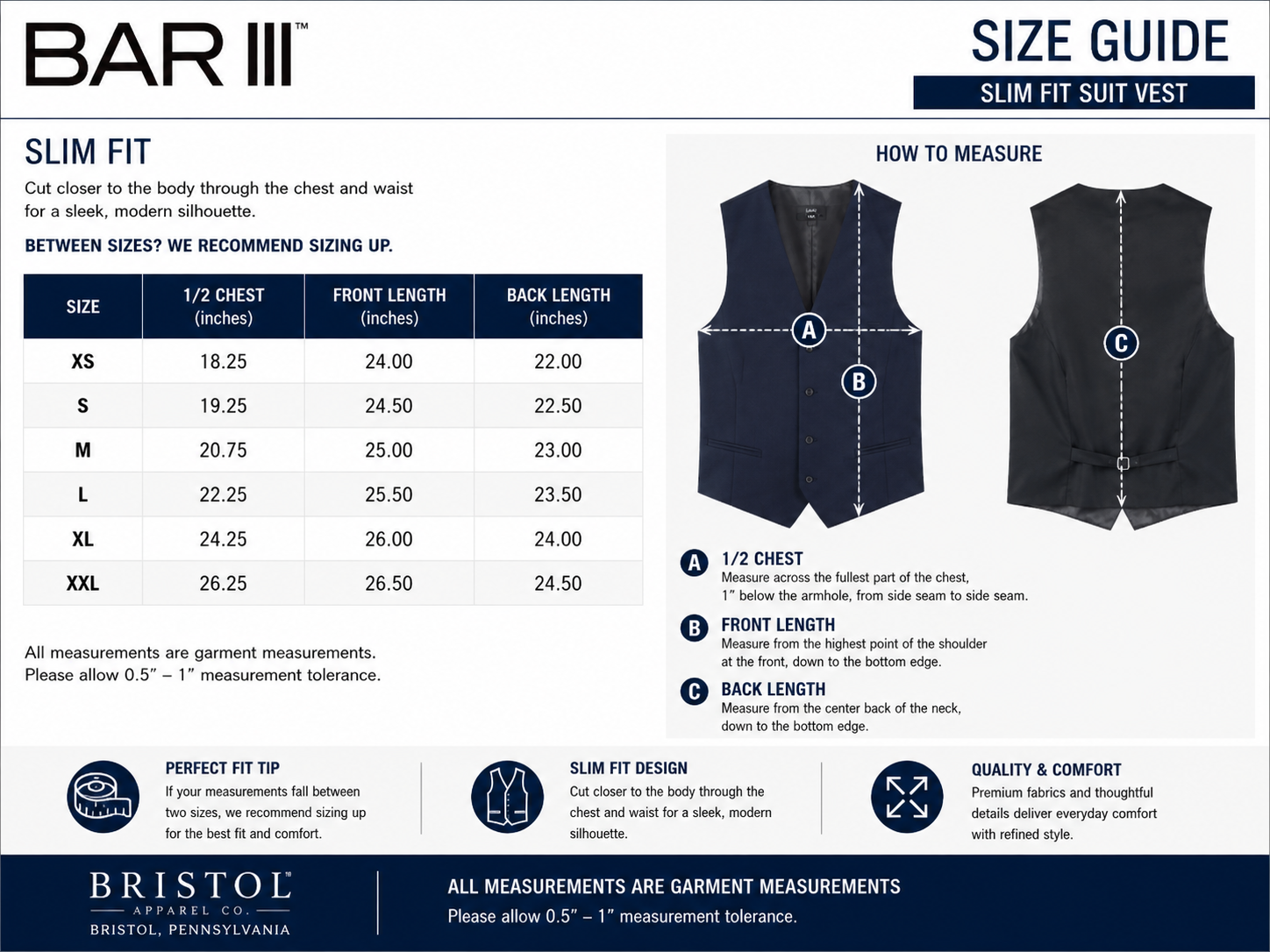 Bar Iii Mens Slim fit Button-Up Suit Vest Large Navy Blue Solid Stretch