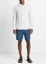 Vince Mens Classic fit Long Sleeve Button-Up Shirt Small White Striped