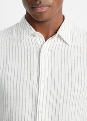 Vince Mens Classic fit Long Sleeve Button-Up Shirt Small White Striped