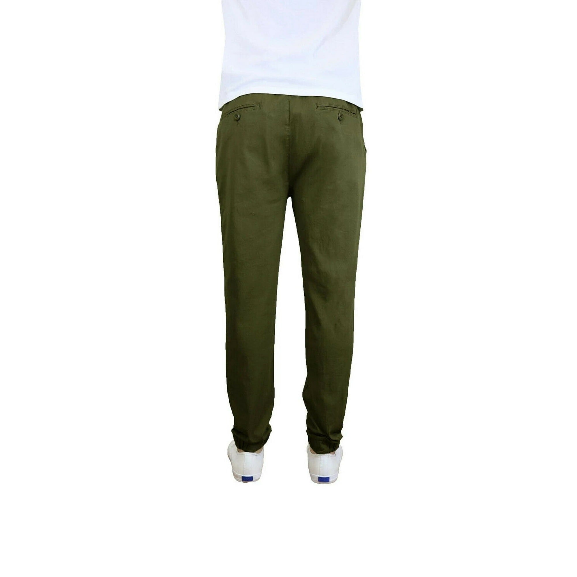 Galaxy by Harvic Men's Basic Stretch Twill Jogger Pants Olive Green Small