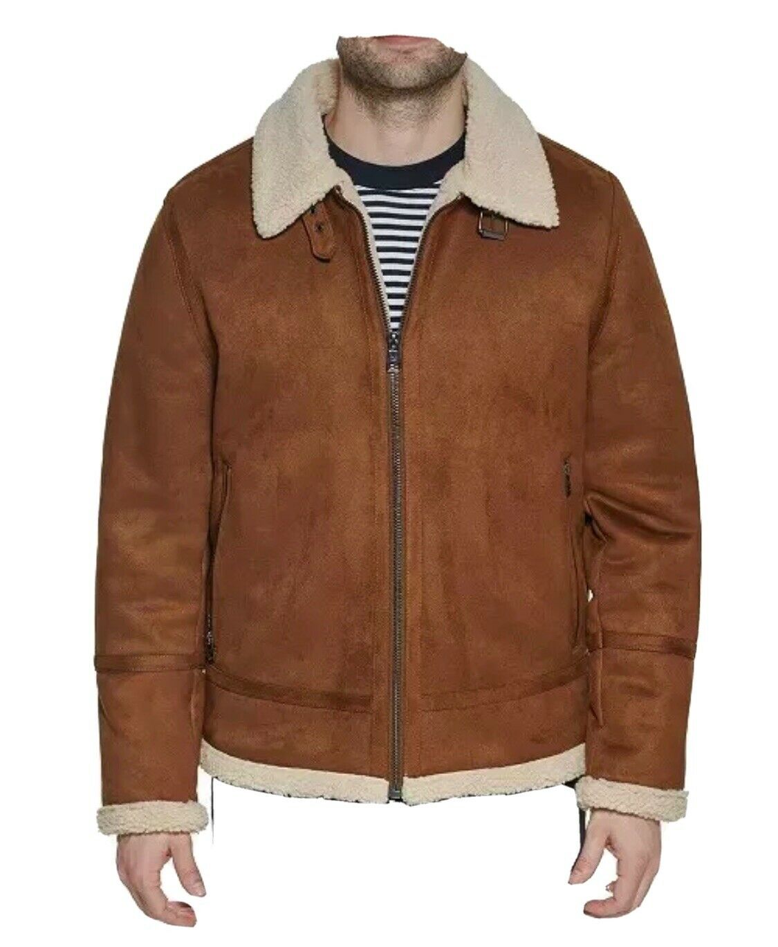 Calvin Klein Men's Classic Faux Shearling B-3 Bomber Jacket Brown XXL