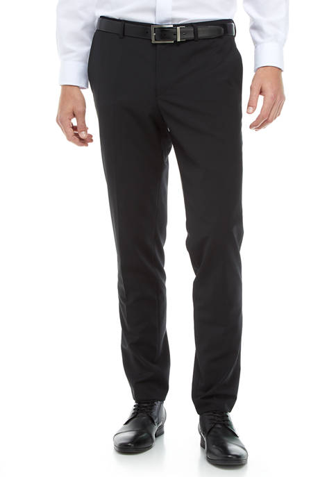 Hugo Boss Mens Slim fit Dress Pants 34 / 32 Black Solid Stretch