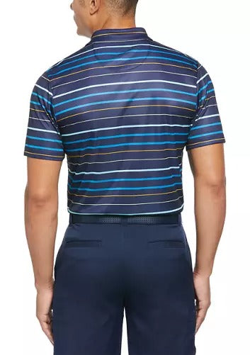 PGA TOUR Mens Regular fit Short Sleeve Polo Shirt Large Blue Striped