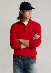 Polo Ralph Lauren Luxury Jersey Quarter-Zip Pullover Sweater Large Red