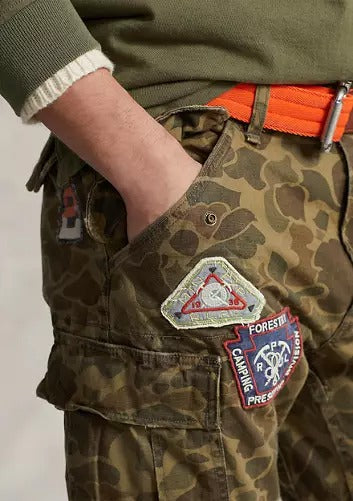 Polo Ralph Lauren Mens Slim Fit Patched Canvas Cargo Pants Camo Green 36 x 30