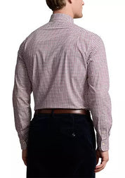 Polo Ralph Lauren Mens Classic Fit Checked Poplin Dress Shirt Large Red Check