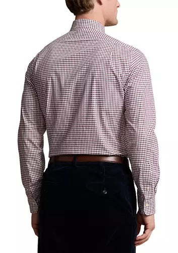 Polo Ralph Lauren Mens Classic Fit Checked Poplin Dress Shirt Large Red Check