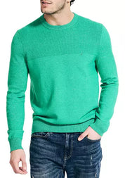 Nautica Mens Sustainably Crafted Textured Crew Neck Sweater Green Medium